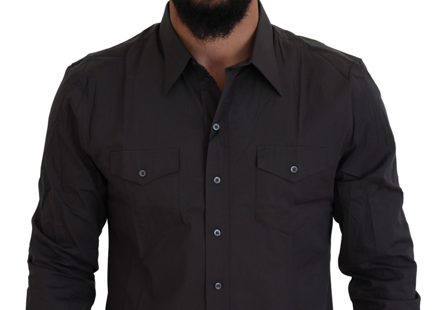 Dolce & Gabbana Camisa de vestir elegante gris Sicilia Slim Fit