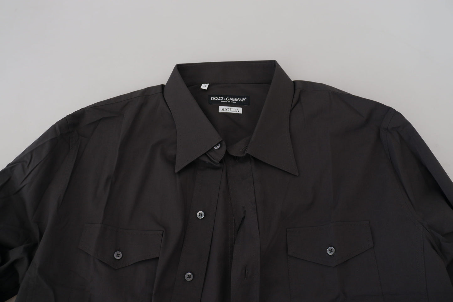 Dolce & Gabbana Camisa de vestir elegante gris Sicilia Slim Fit
