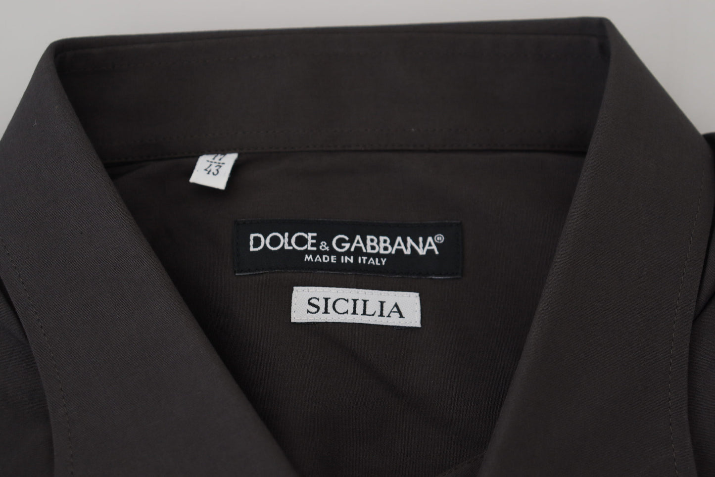Dolce & Gabbana Camisa de vestir elegante gris Sicilia Slim Fit