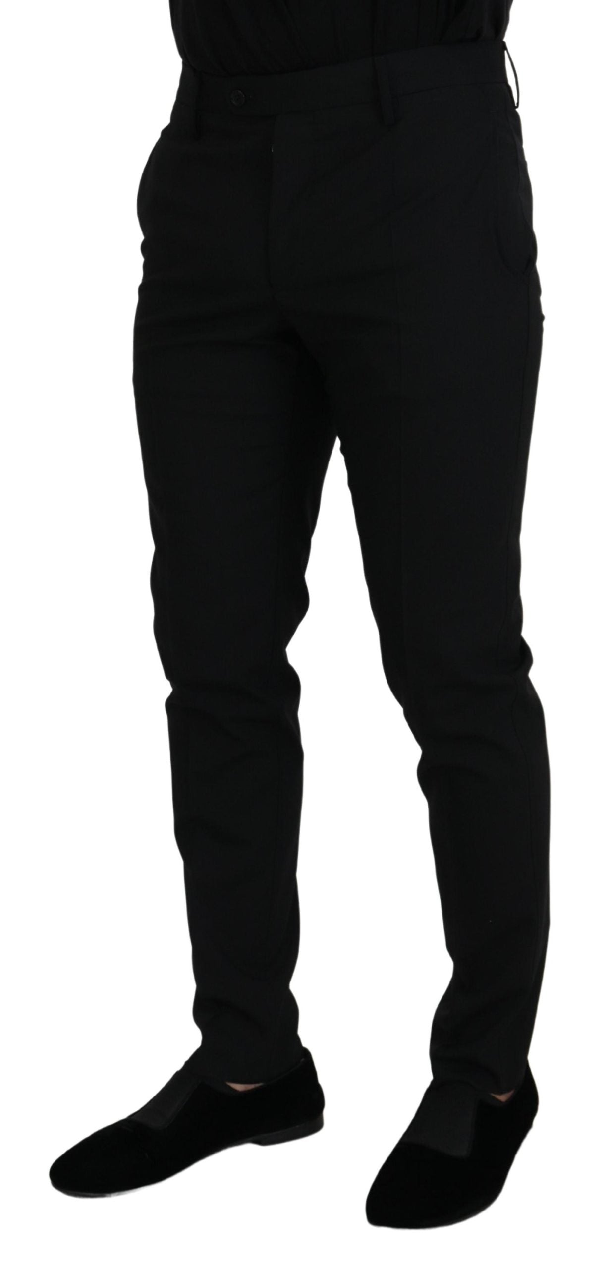 Dolce & Gabbana Elegante pantalón negro de mezcla de lana