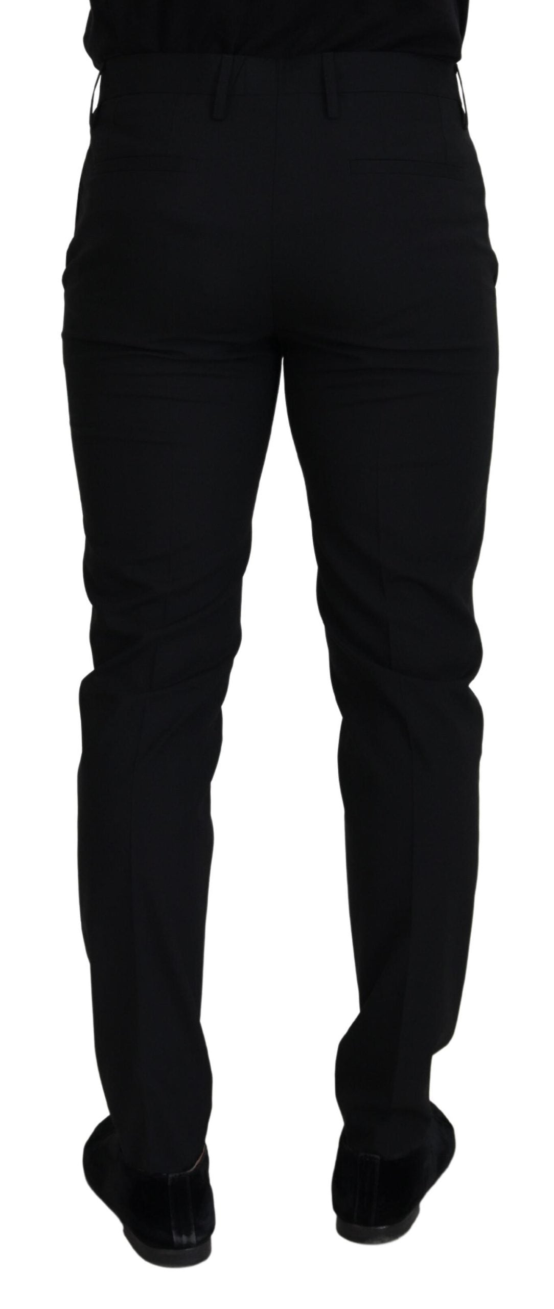 Dolce & Gabbana Elegante pantalón negro de mezcla de lana