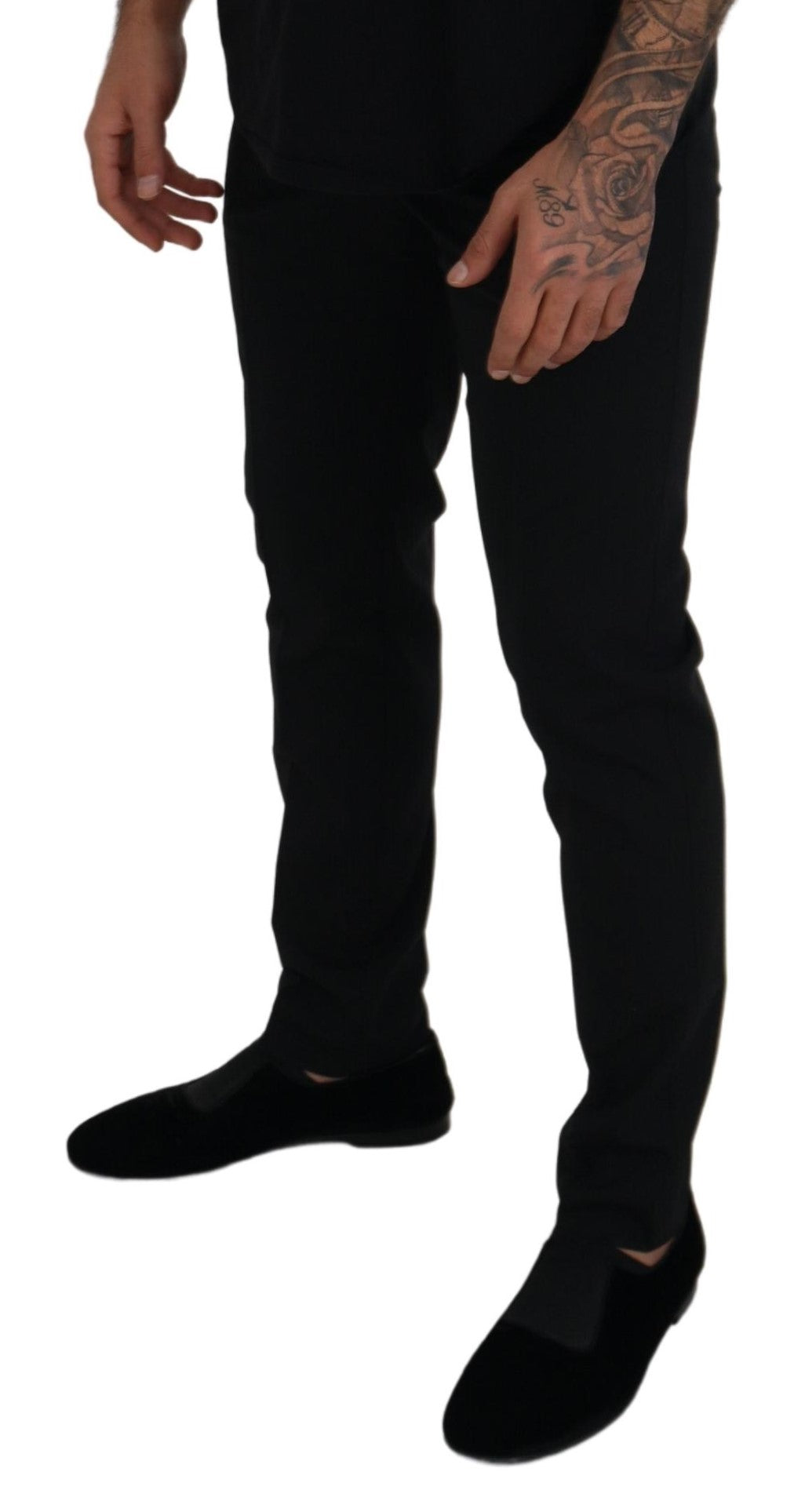 Dolce & Gabbana Elegante pantalón negro de mezcla de lana