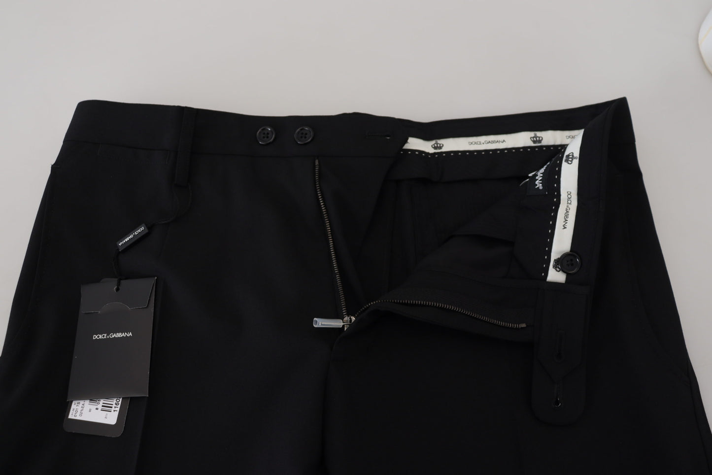 Dolce & Gabbana Elegante pantalón negro de mezcla de lana