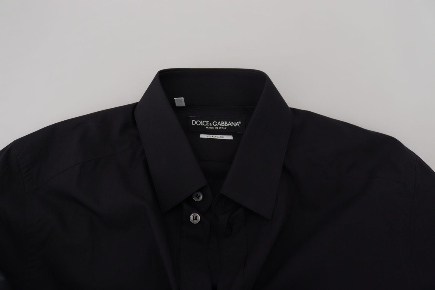 Dolce & Gabbana Camisa de vestir elegante de algodón negra de corte slim