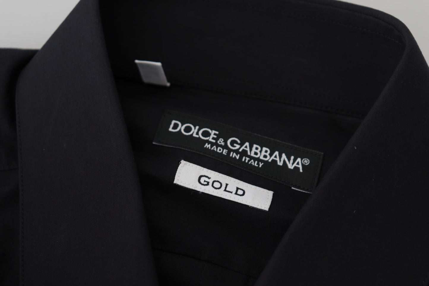 Dolce & Gabbana Camisa de vestir elegante de algodón negra de corte slim