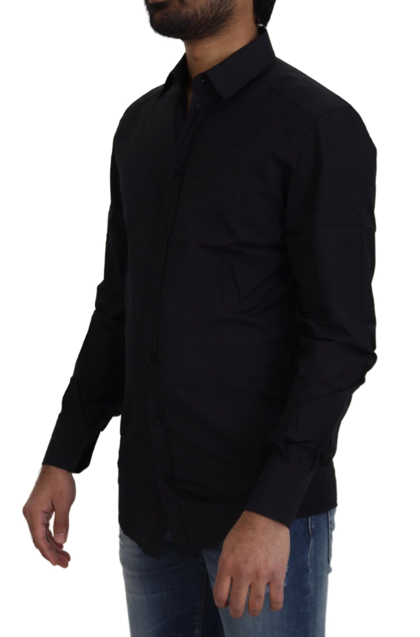 Dolce & Gabbana Camisa de vestir elegante de algodón negra