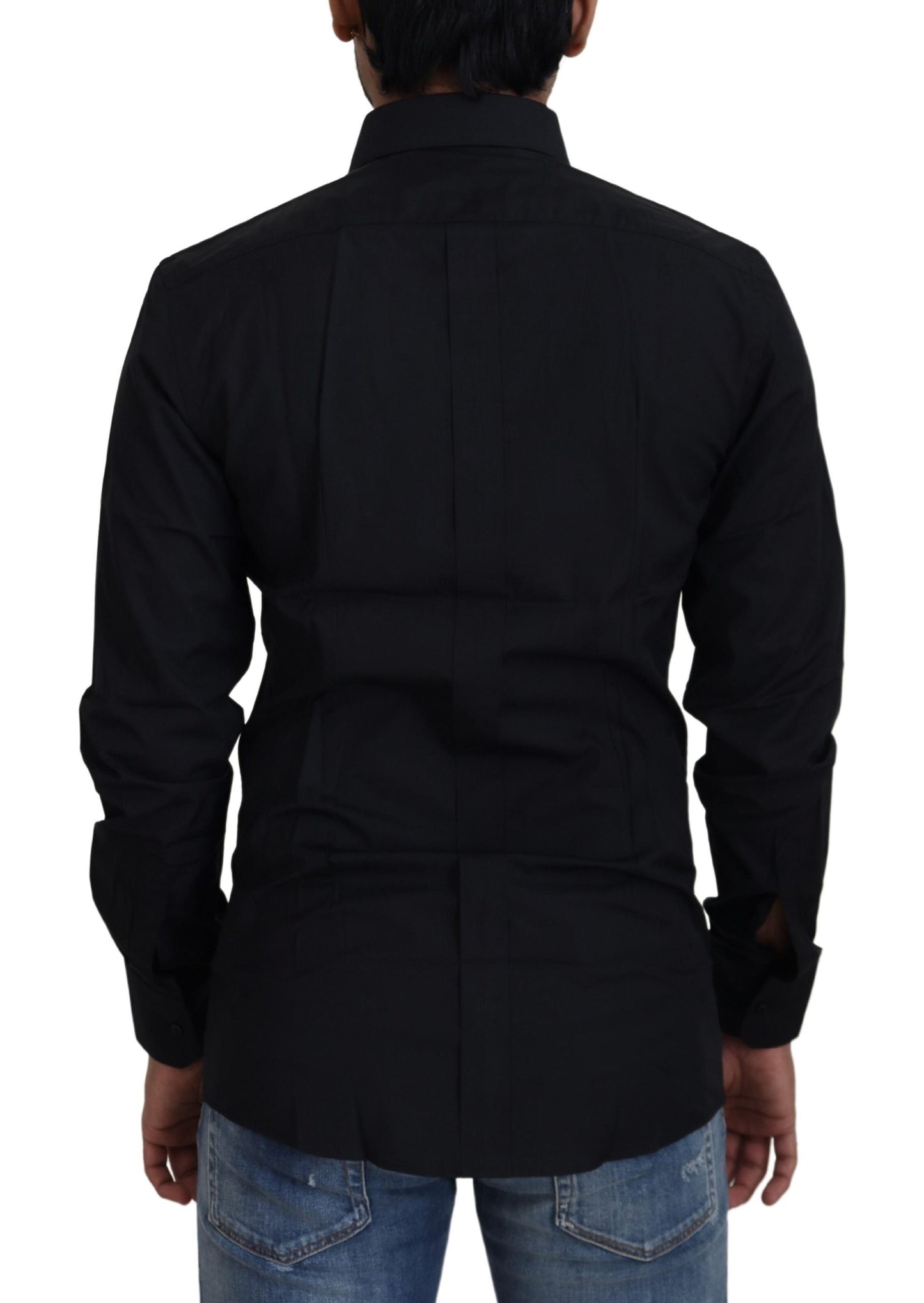 Dolce & Gabbana Camisa de vestir elegante de algodón negra