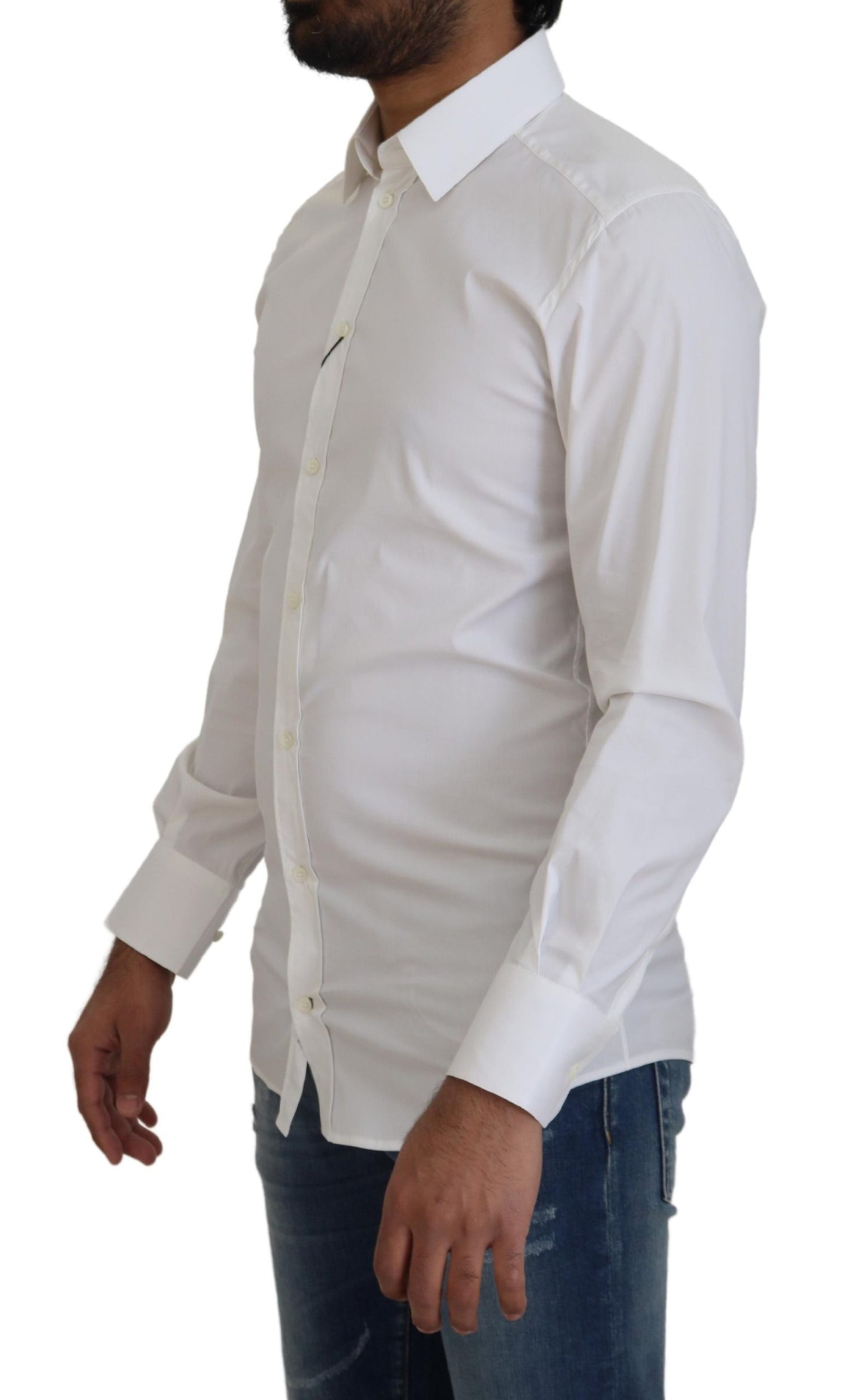 Dolce & Gabbana Camisa de vestir blanca deslumbrante de corte slim