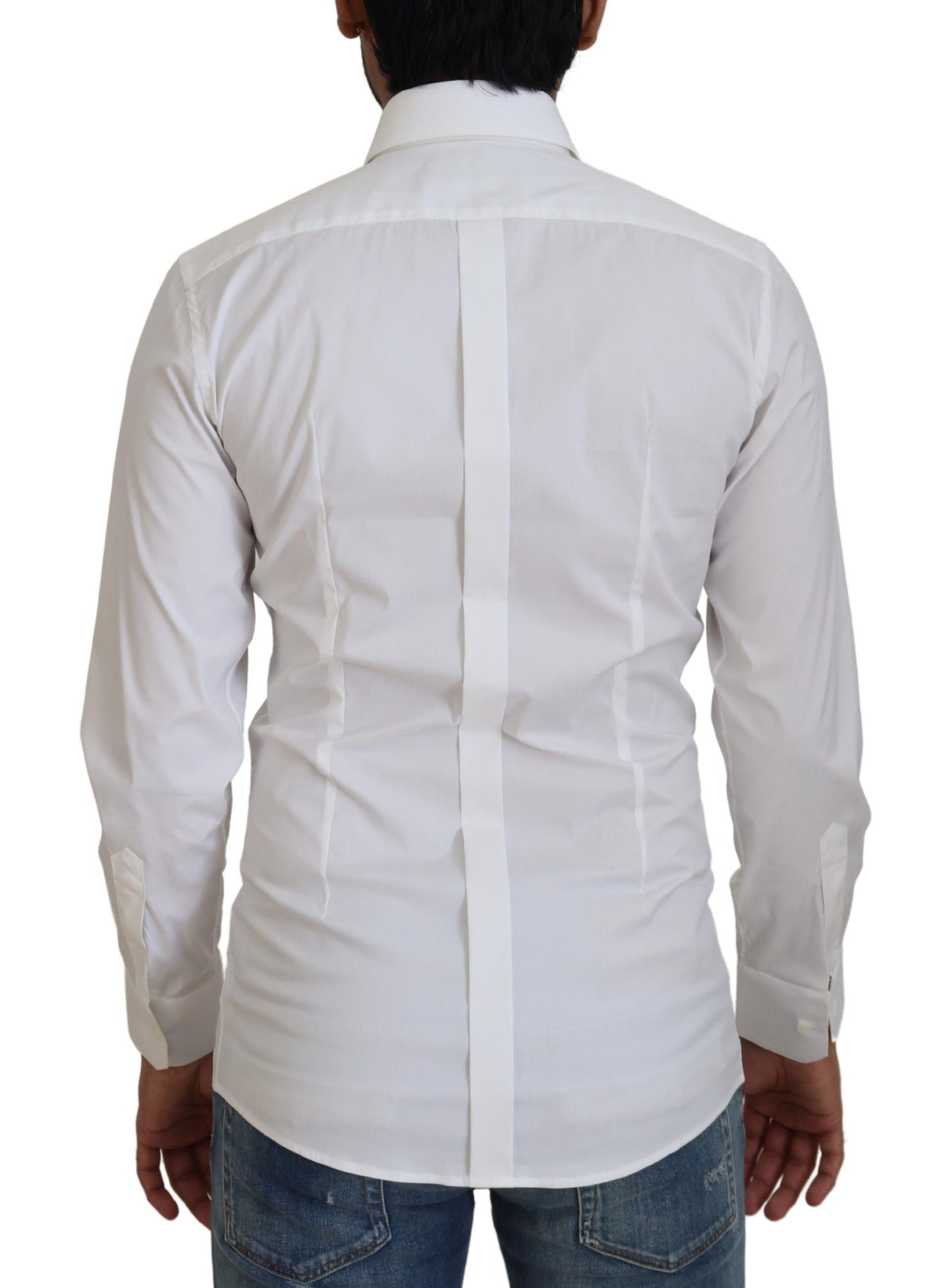 Dolce & Gabbana Camisa de vestir blanca deslumbrante de corte slim