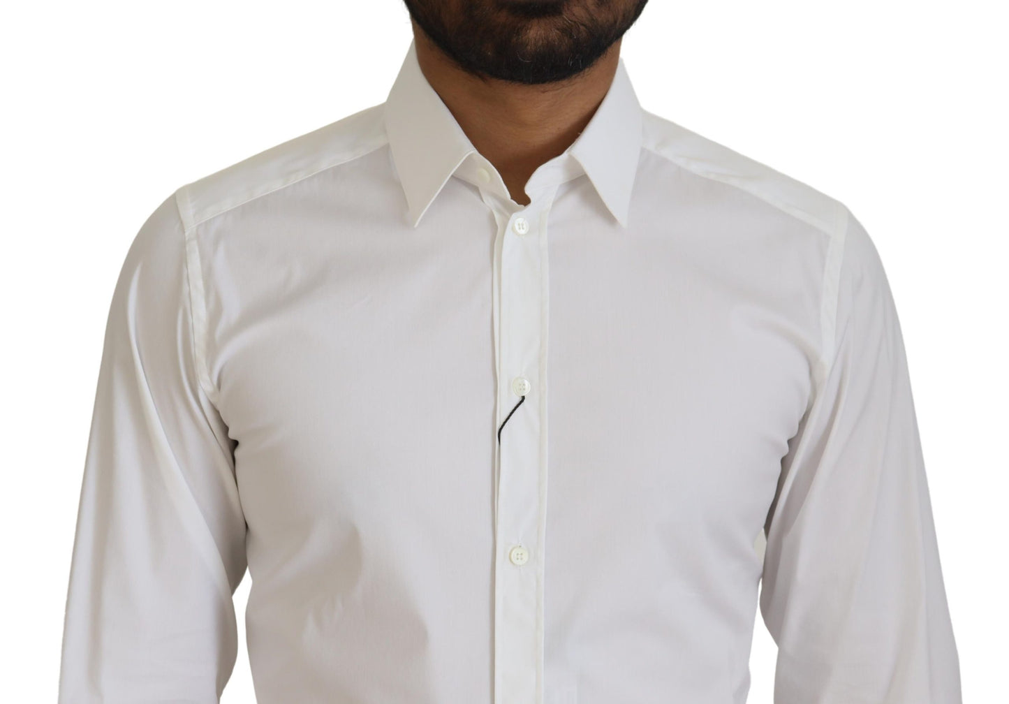 Dolce & Gabbana Camisa de vestir blanca deslumbrante de corte slim