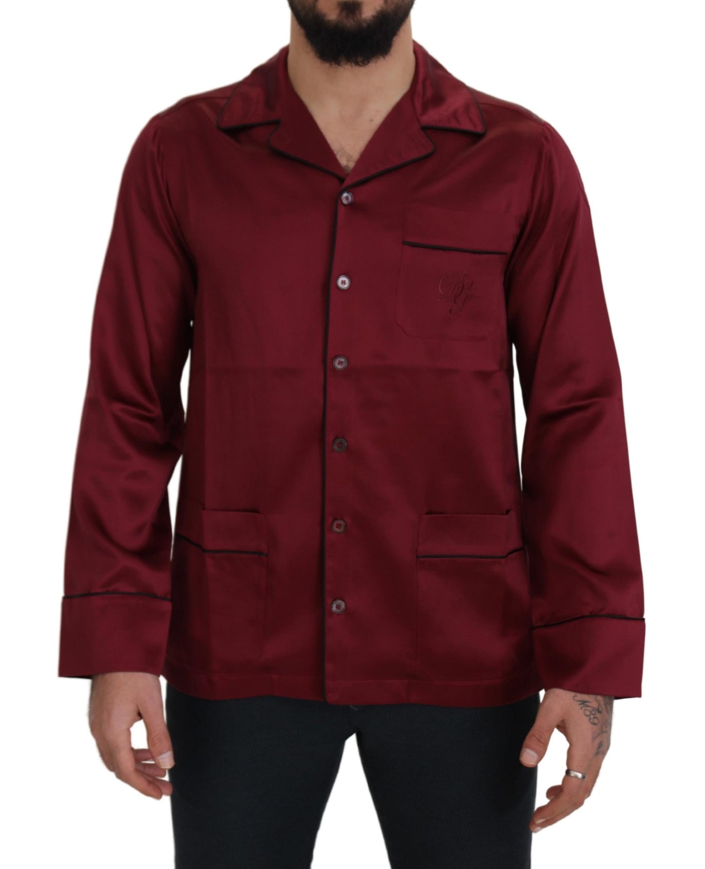 Dolce & Gabbana Pijama Camisón Rojo De Seda Elegante