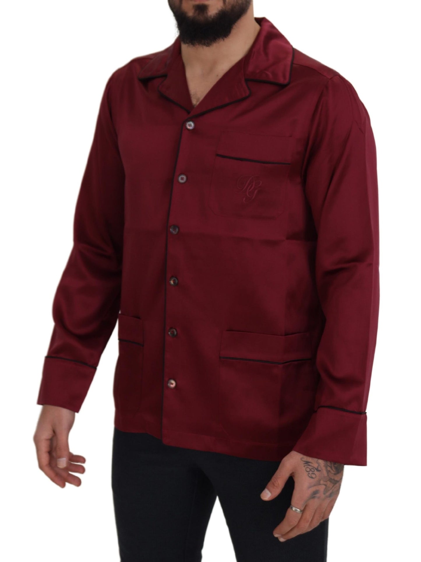 Dolce & Gabbana Pijama Camisón Rojo De Seda Elegante
