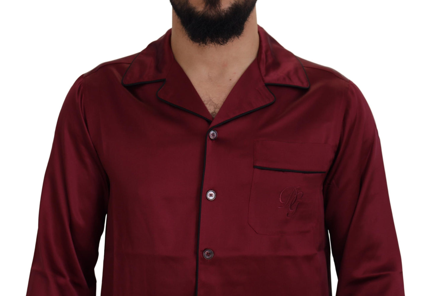 Dolce & Gabbana Pijama Camisón Rojo De Seda Elegante
