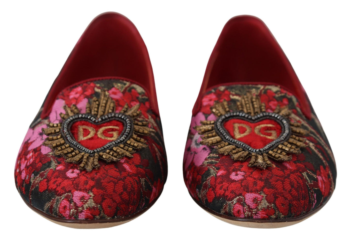 Bailarinas Dolce & Gabbana de piel y tejido multicolor con parche del Sagrado Corazón