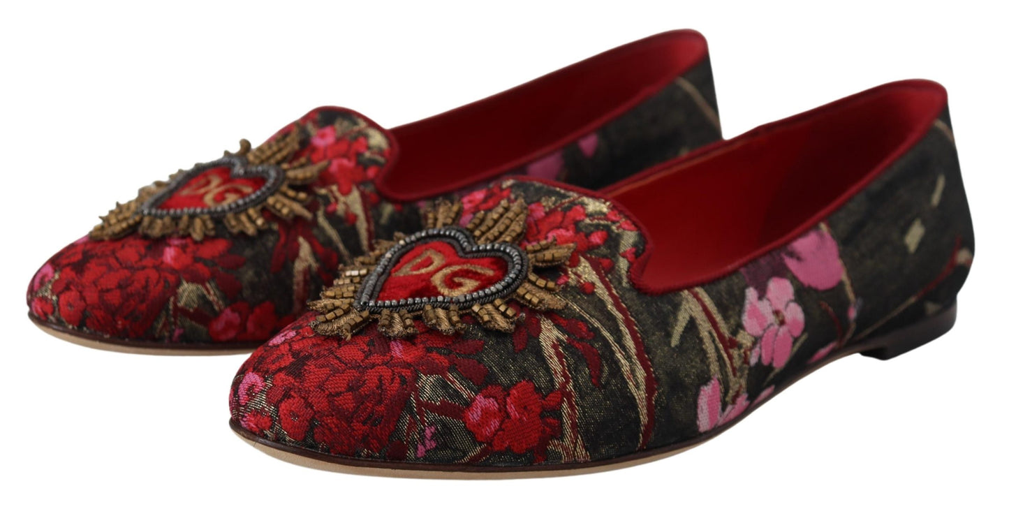 Bailarinas Dolce & Gabbana de piel y tejido multicolor con parche del Sagrado Corazón