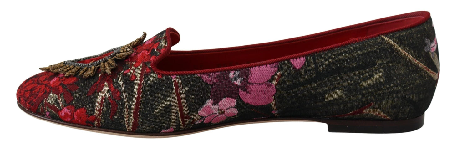 Bailarinas Dolce & Gabbana de piel y tejido multicolor con parche del Sagrado Corazón