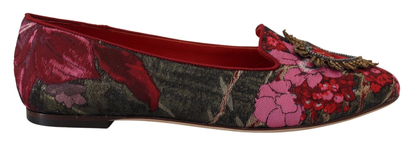 Bailarinas Dolce & Gabbana de piel y tejido multicolor con parche del Sagrado Corazón