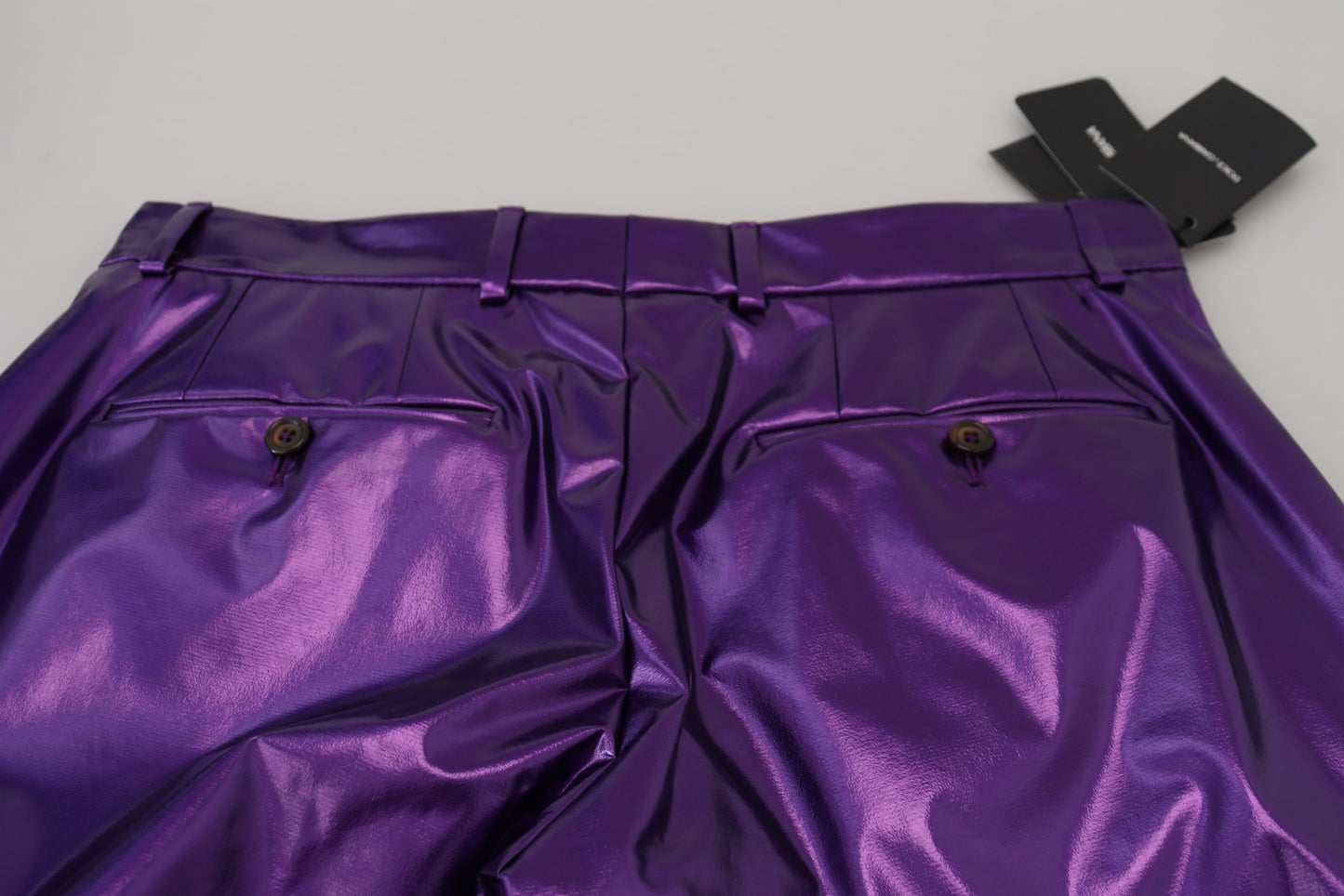Dolce & Gabbana Elegante pantalón recto morado brillante