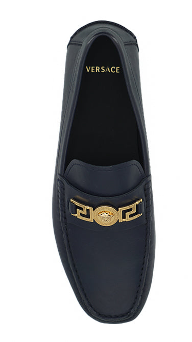 Versace Elegant Navy Blue Calf Leather Loafers – EU40/US7 par Versace | Disponible sur Sandy Store ByNet