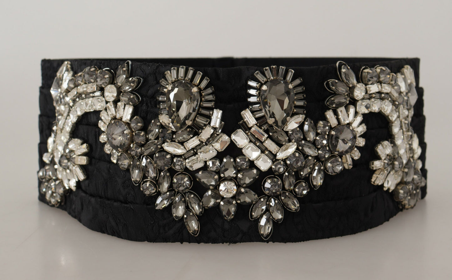 Dolce & Gabbana Elegante cinturón de seda adornado con diamantes de imitación