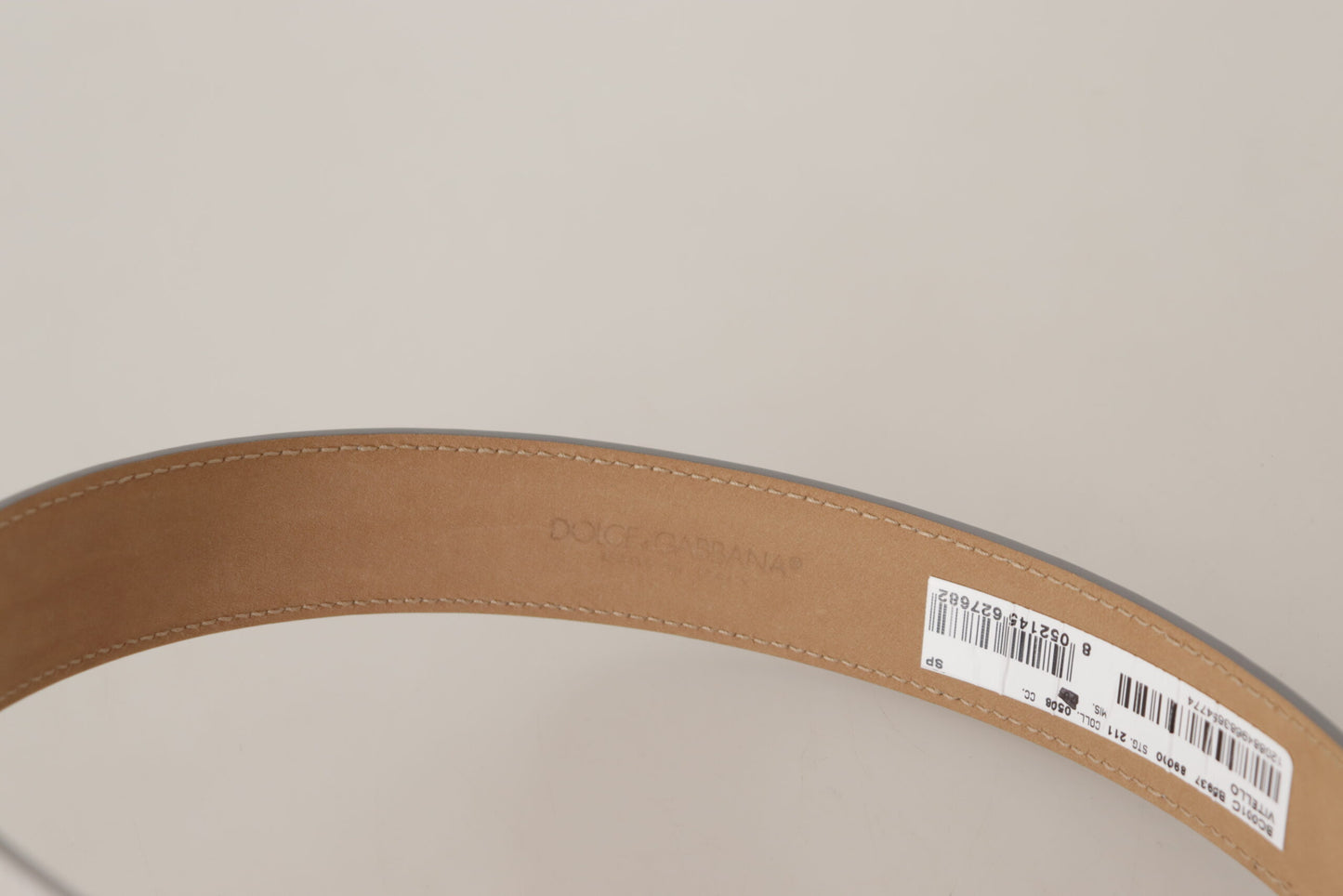 Dolce & Gabbana Cinturón de piel grabado en tono plateado