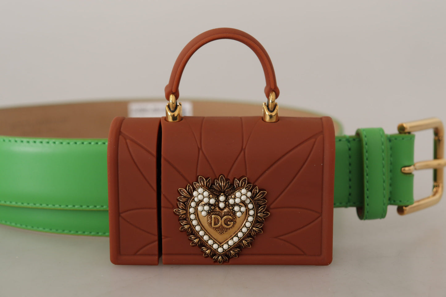 Dolce & Gabbana Cinturón Chic de Piel Esmeralda con Hebilla Grabada