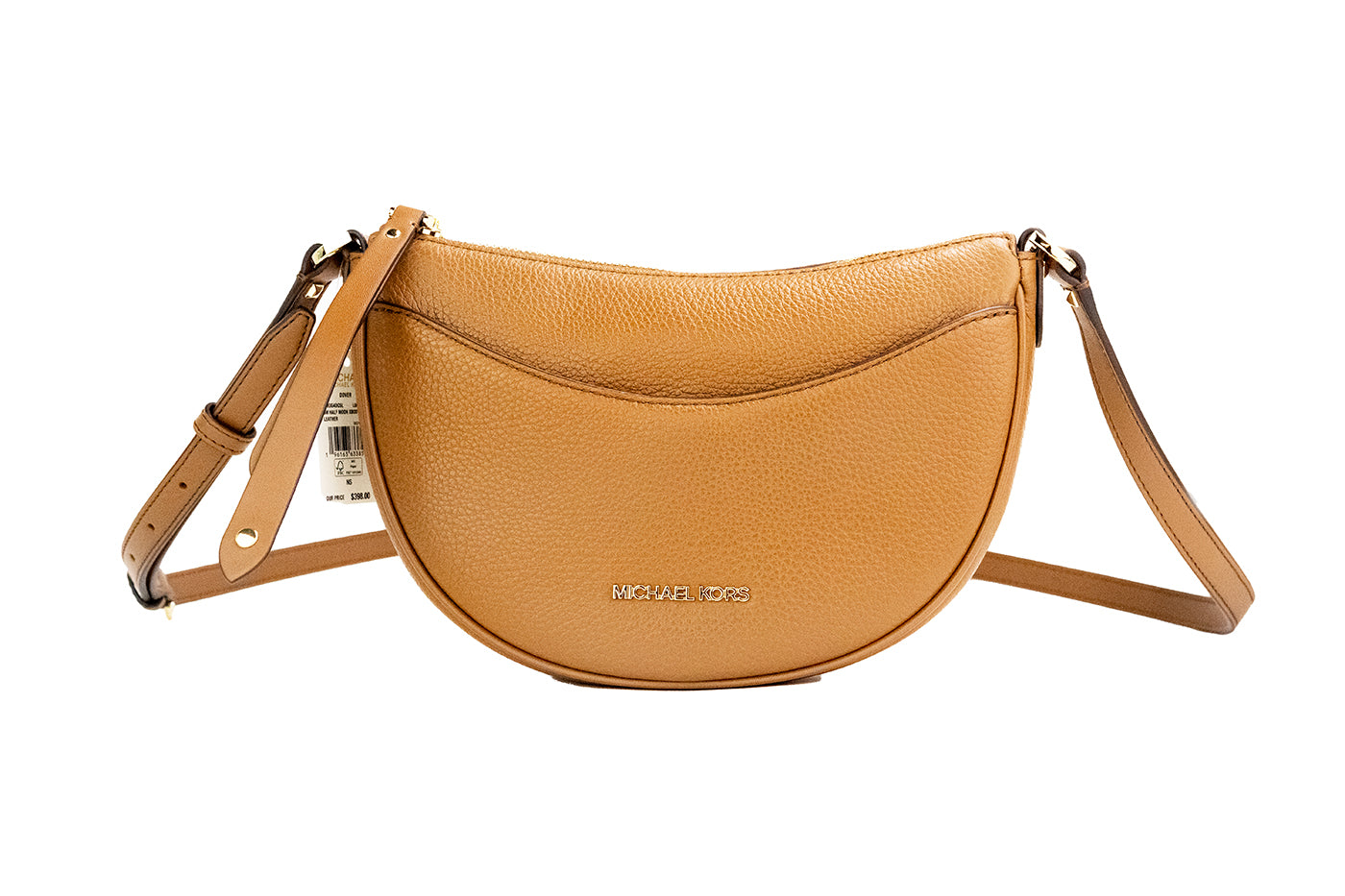 Michael Kors Dover Small Luggage Pebbled Leather Half Moon Crossbody Bag Purse – par Michael Kors | Disponible sur Sandy Store ByNet