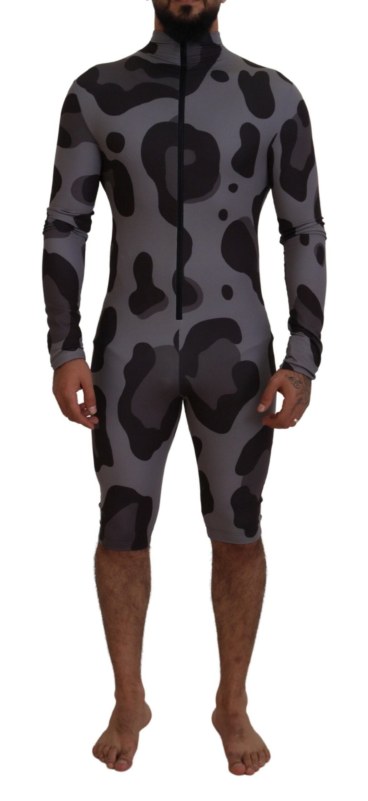 Maillot de bain combinaison Dolce & Gabbana Elite gris à motifs pour homme