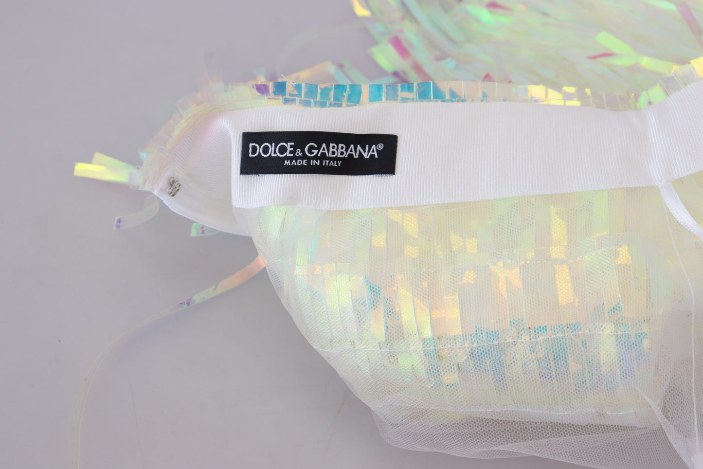 Dolce & Gabbana Minifalda con flecos iridiscentes y cintura media