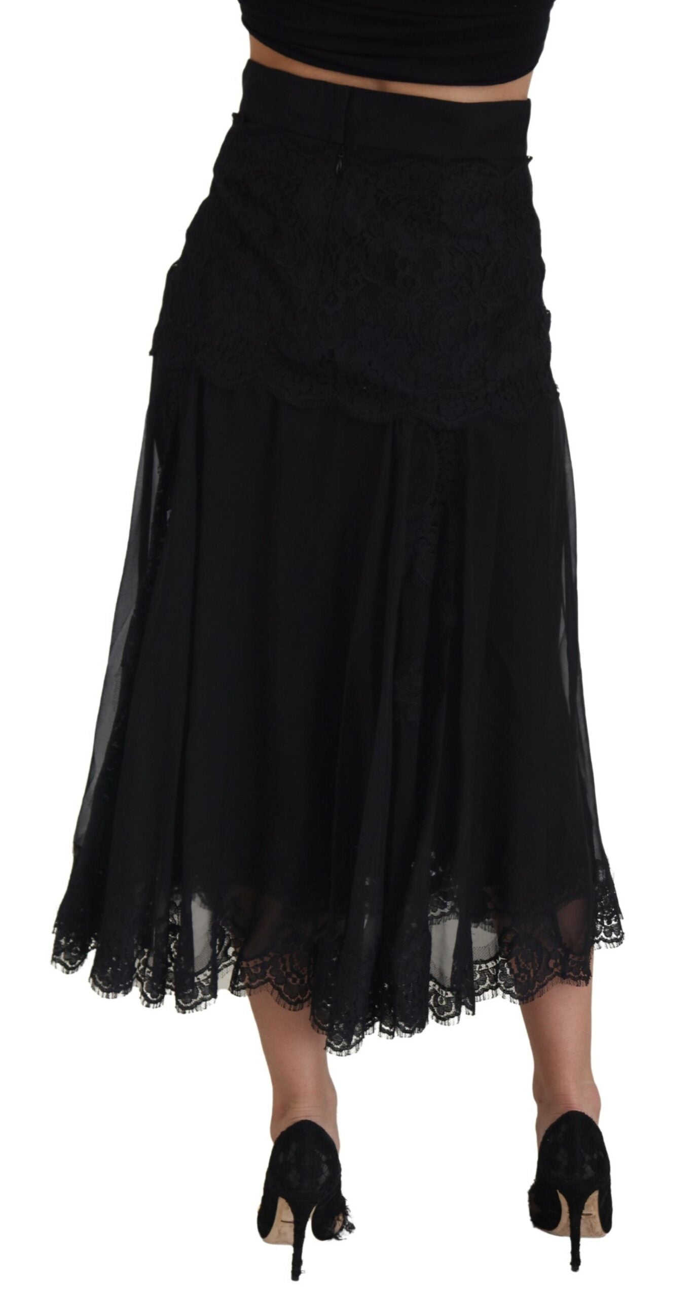 Dolce & Gabbana Falda midi elegante de mezcla de seda con cintura alta