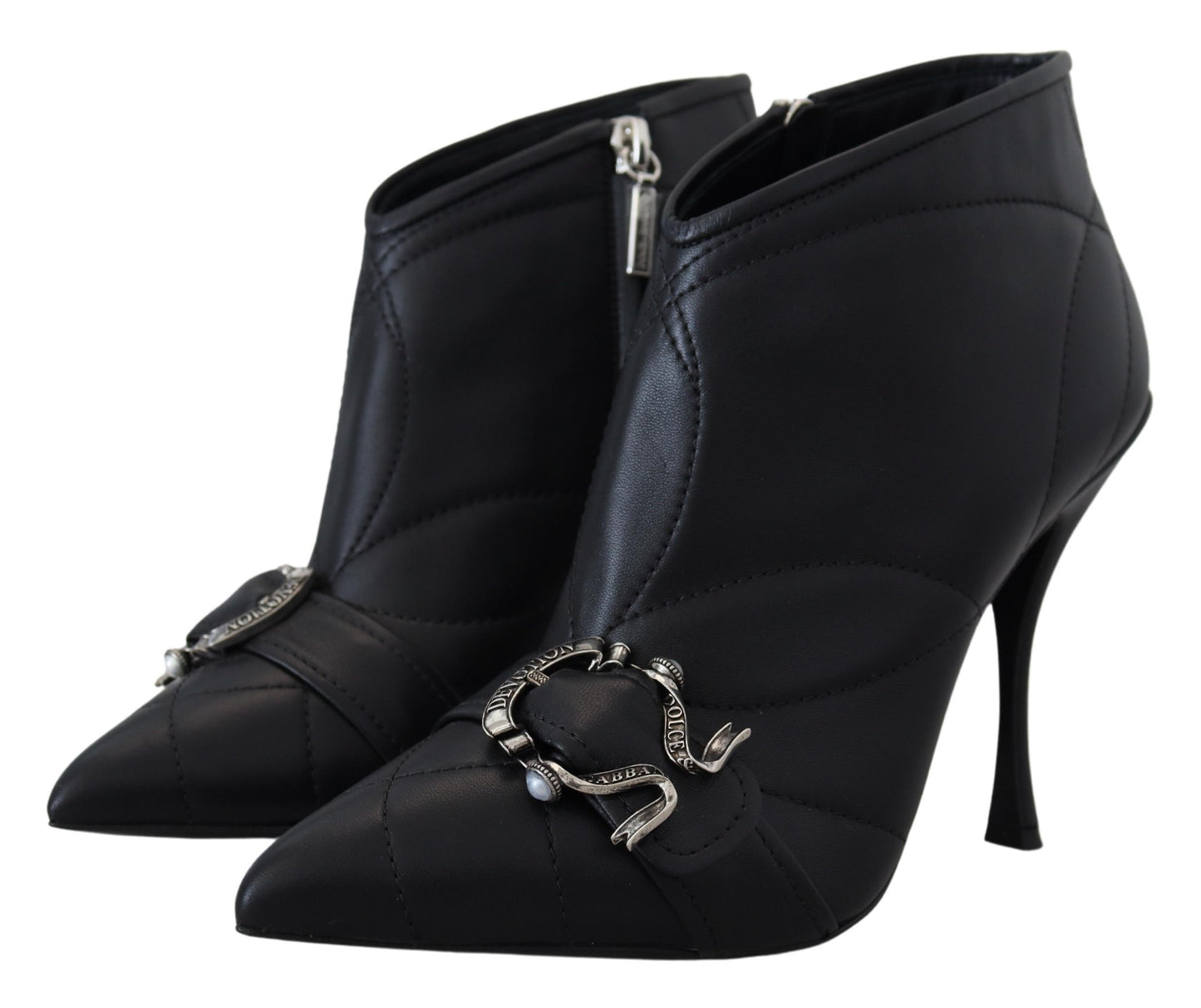 Dolce & Gabbana Elegant Black Quilted Leather Booties – EU39/US8.5 par Dolce & Gabbana | Disponible sur Sandy Store ByNet