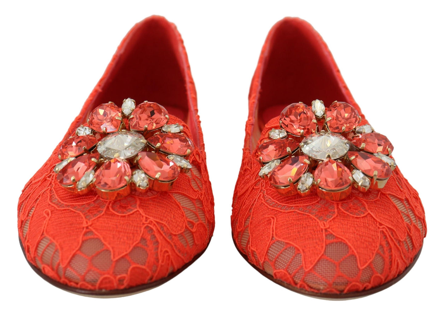 Dolce & Gabbana Zapatos planos Vally elegantes de encaje en rojo coral