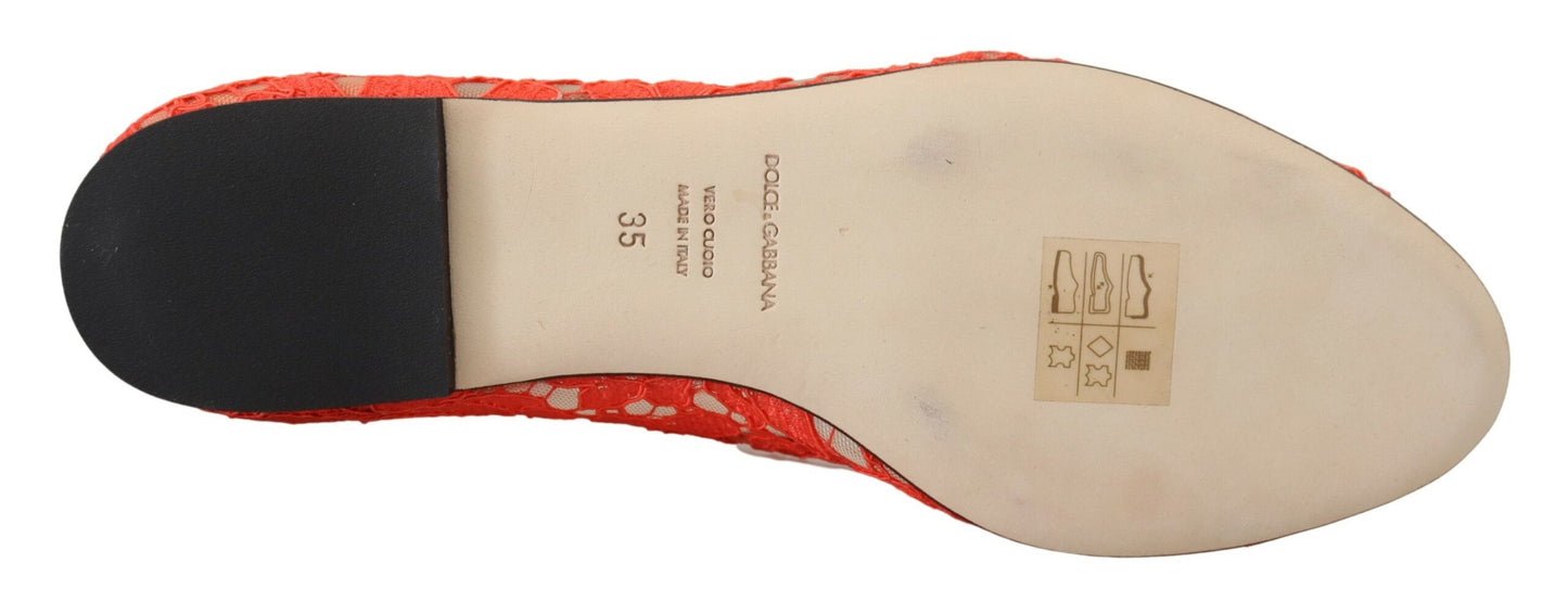 Dolce & Gabbana Zapatos planos Vally elegantes de encaje en rojo coral