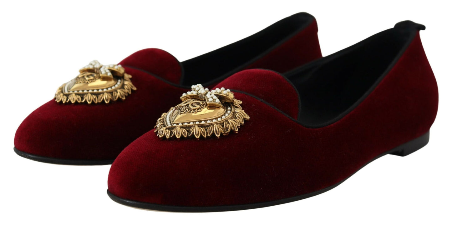 Dolce & Gabbana Mocasines Devotion De Terciopelo Burdeos