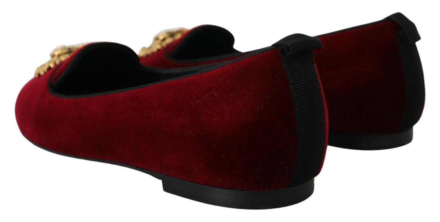 Dolce & Gabbana Mocasines Devotion De Terciopelo Burdeos
