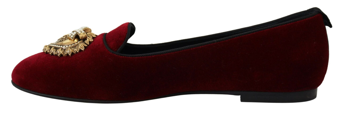 Dolce & Gabbana Mocasines Devotion De Terciopelo Burdeos