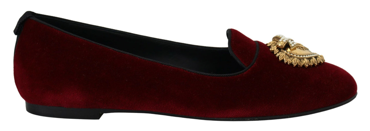 Dolce & Gabbana Mocasines Devotion De Terciopelo Burdeos