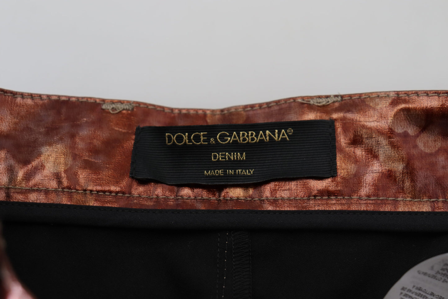Dolce & Gabbana Vaqueros pitillo de cintura alta en bronce metalizado