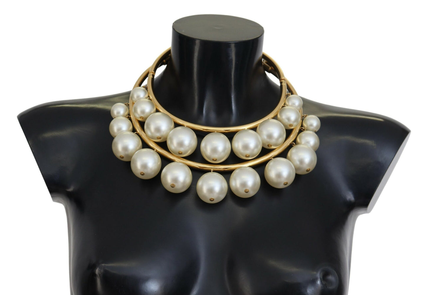 Dolce & Gabbana Élégant collier ras du cou doré orné de fausses perles