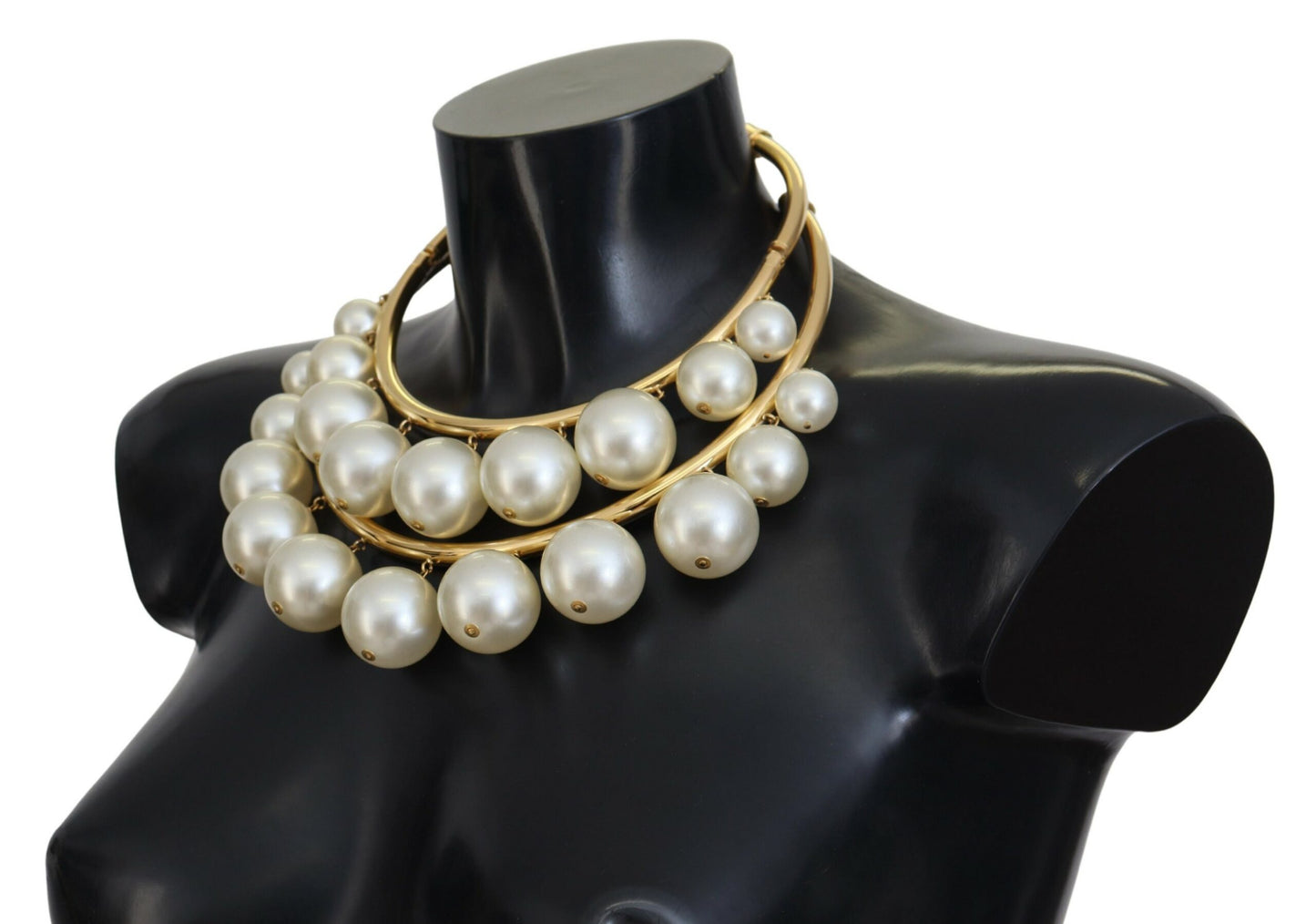 Dolce & Gabbana Élégant collier ras du cou doré orné de fausses perles