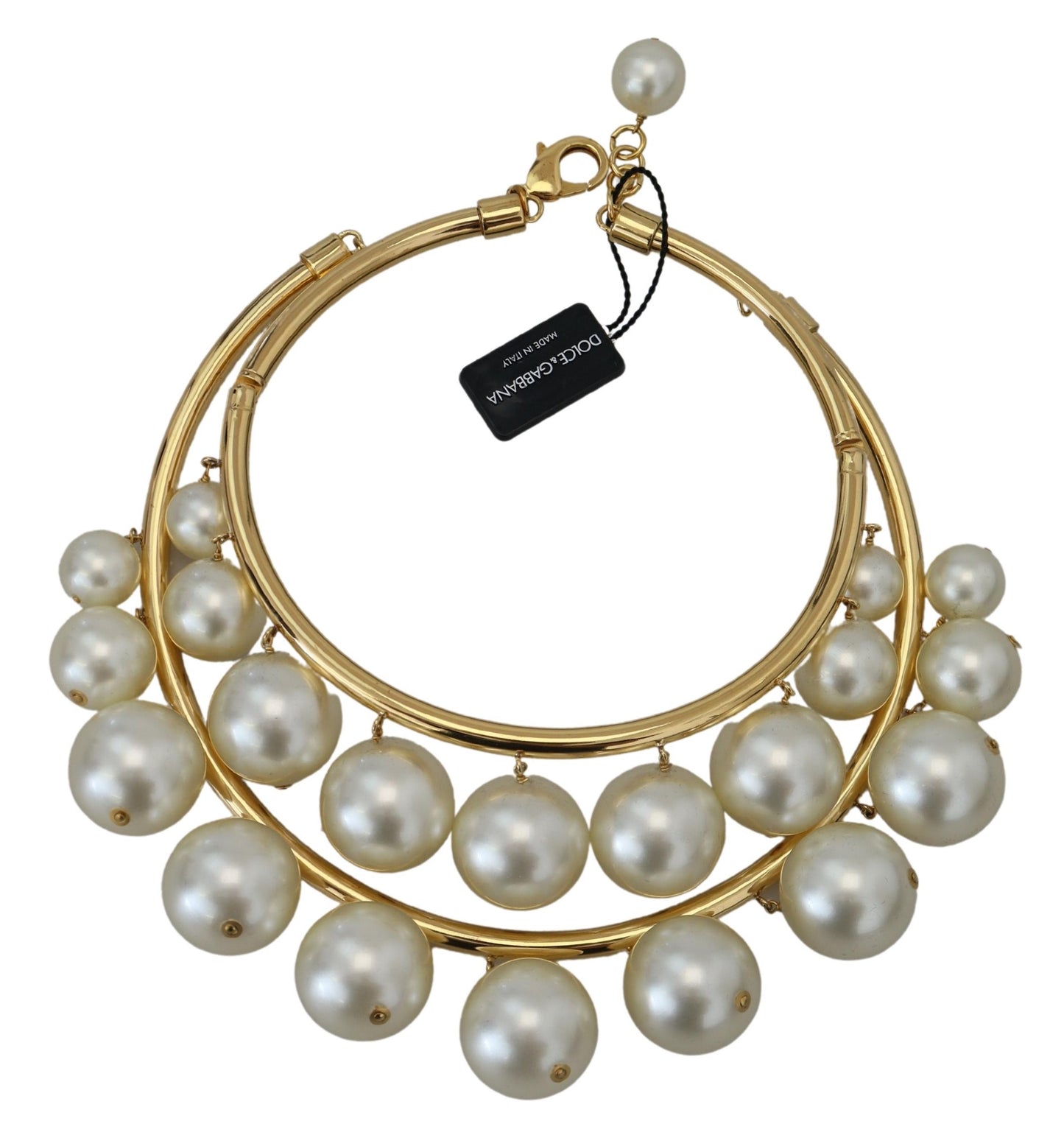 Dolce & Gabbana Élégant collier ras du cou doré orné de fausses perles