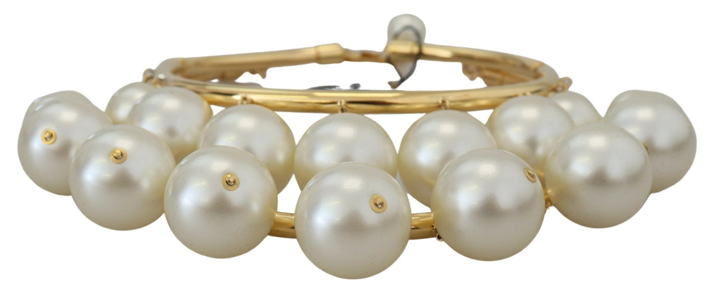 Dolce & Gabbana Élégant collier ras du cou doré orné de fausses perles