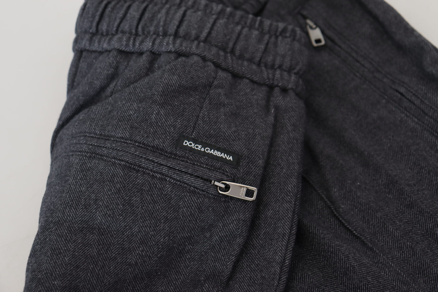 Dolce & Gabbana Elegante Pantalón Jogger de Algodón Gris para Hombre