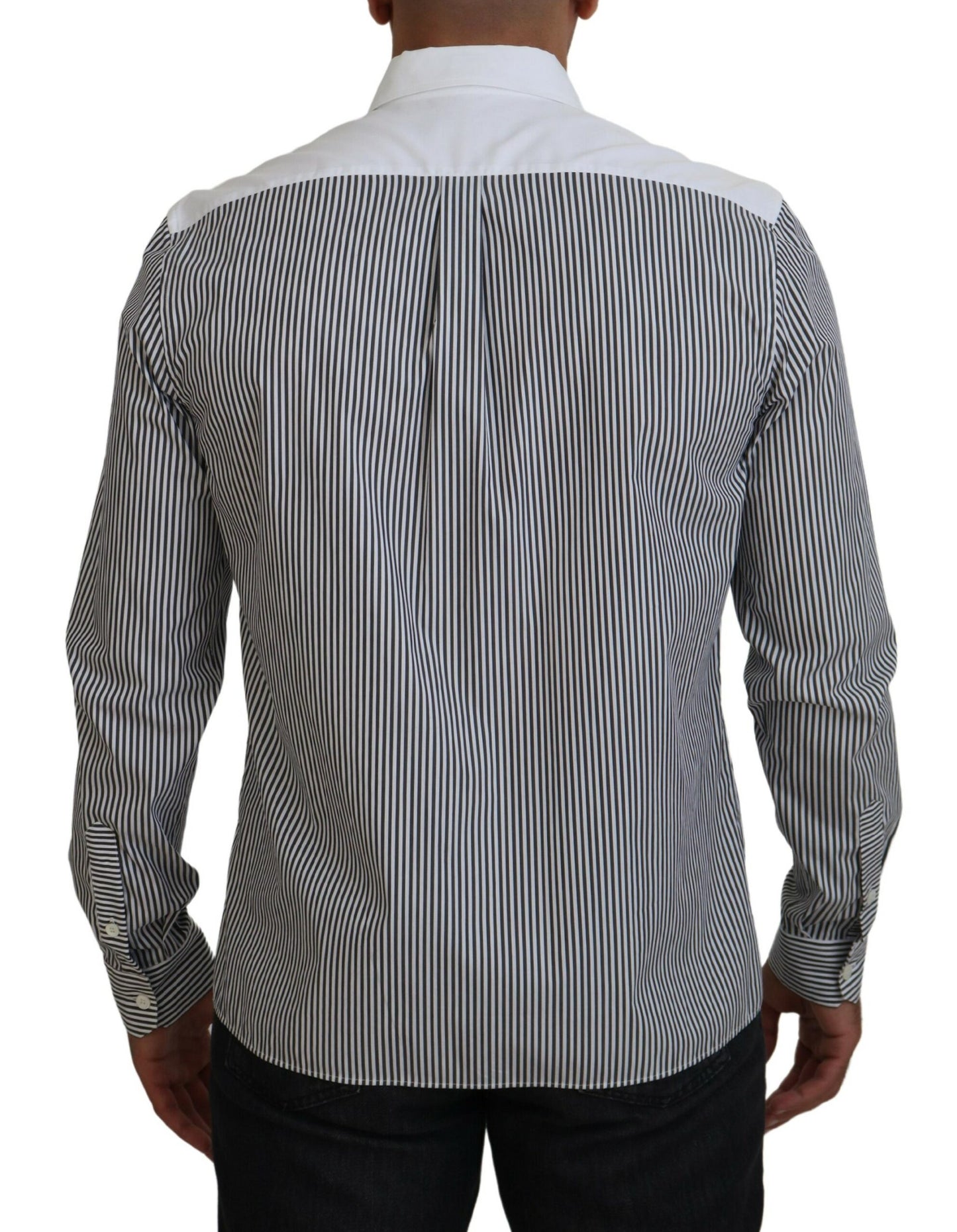 Dolce & Gabbana Camisa clásica con botones a rayas en blanco y negro