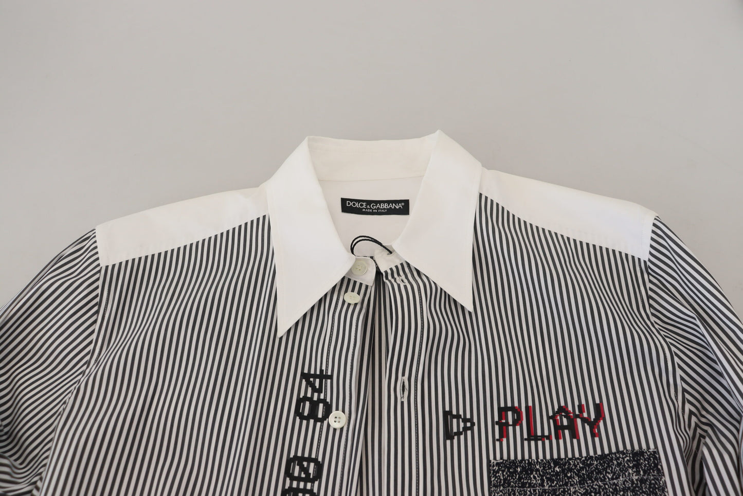 Dolce & Gabbana Camisa clásica con botones a rayas en blanco y negro