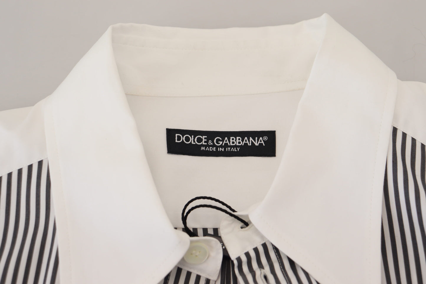 Dolce & Gabbana Camisa clásica con botones a rayas en blanco y negro