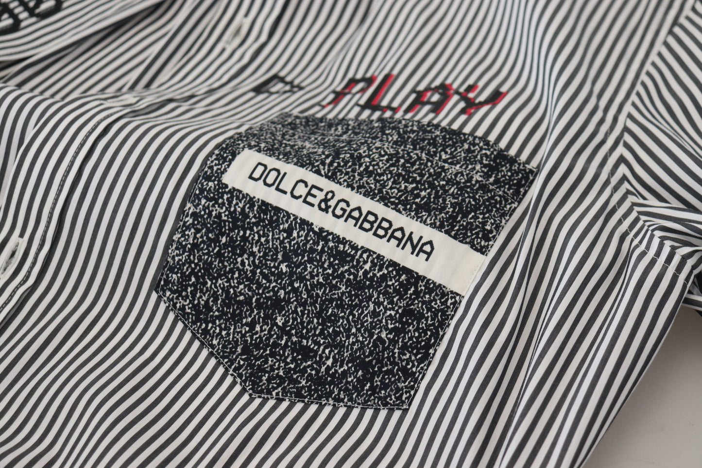 Dolce & Gabbana Camisa clásica con botones a rayas en blanco y negro