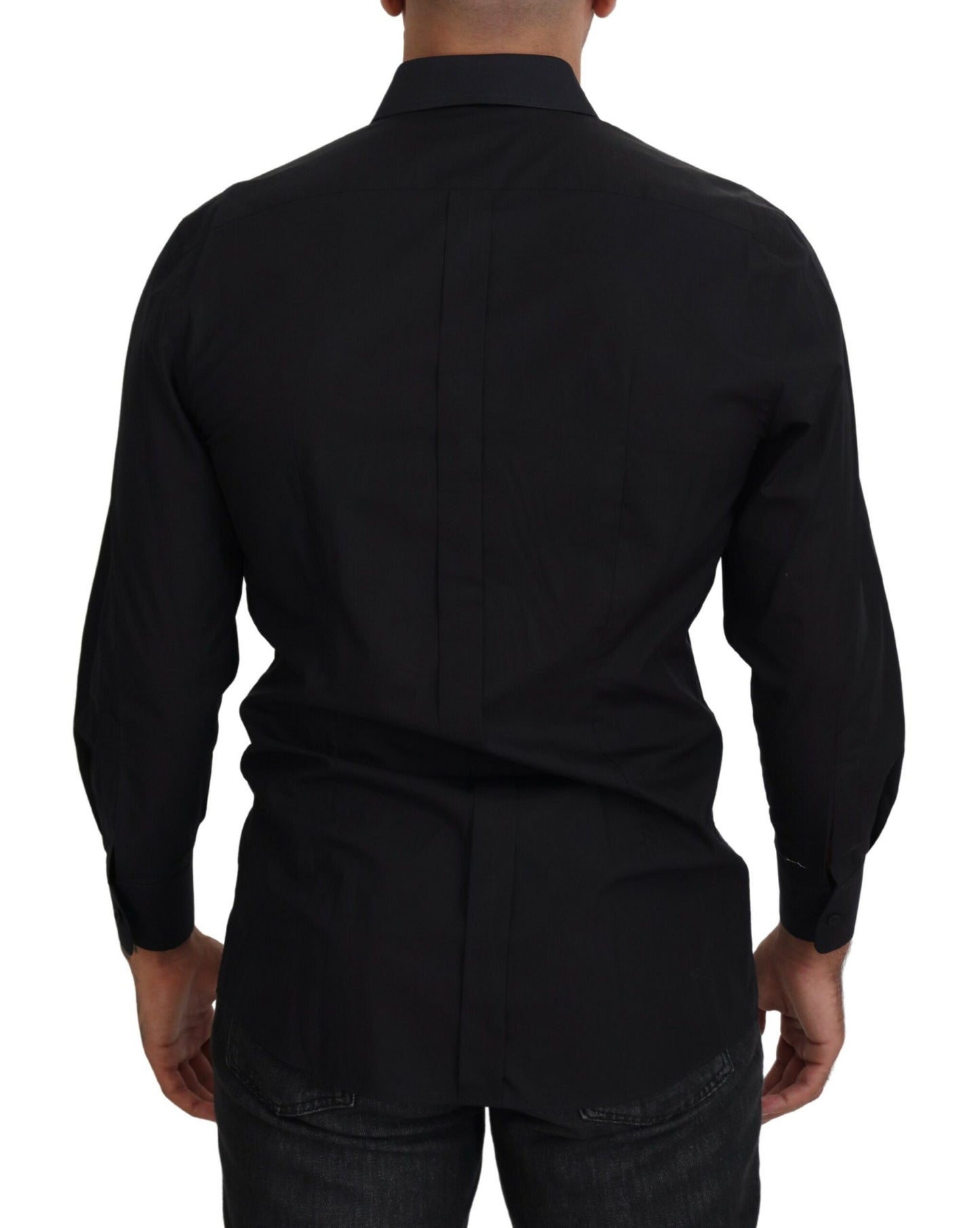 Dolce & Gabbana Elegante camisa formal negra de manga larga