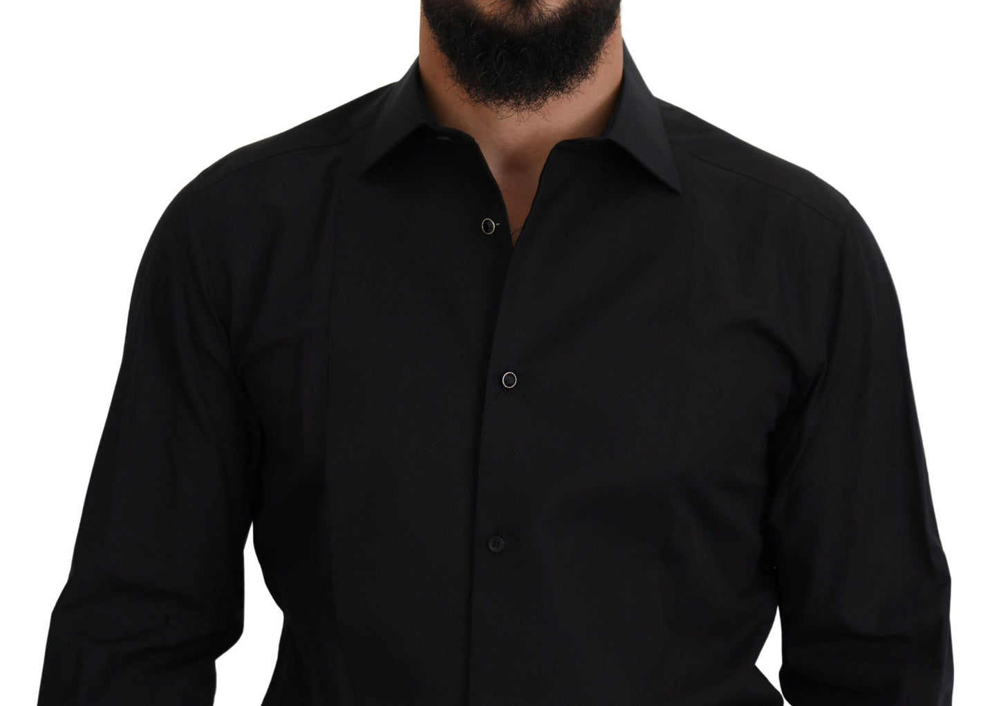 Dolce & Gabbana Elegante camisa formal negra de manga larga