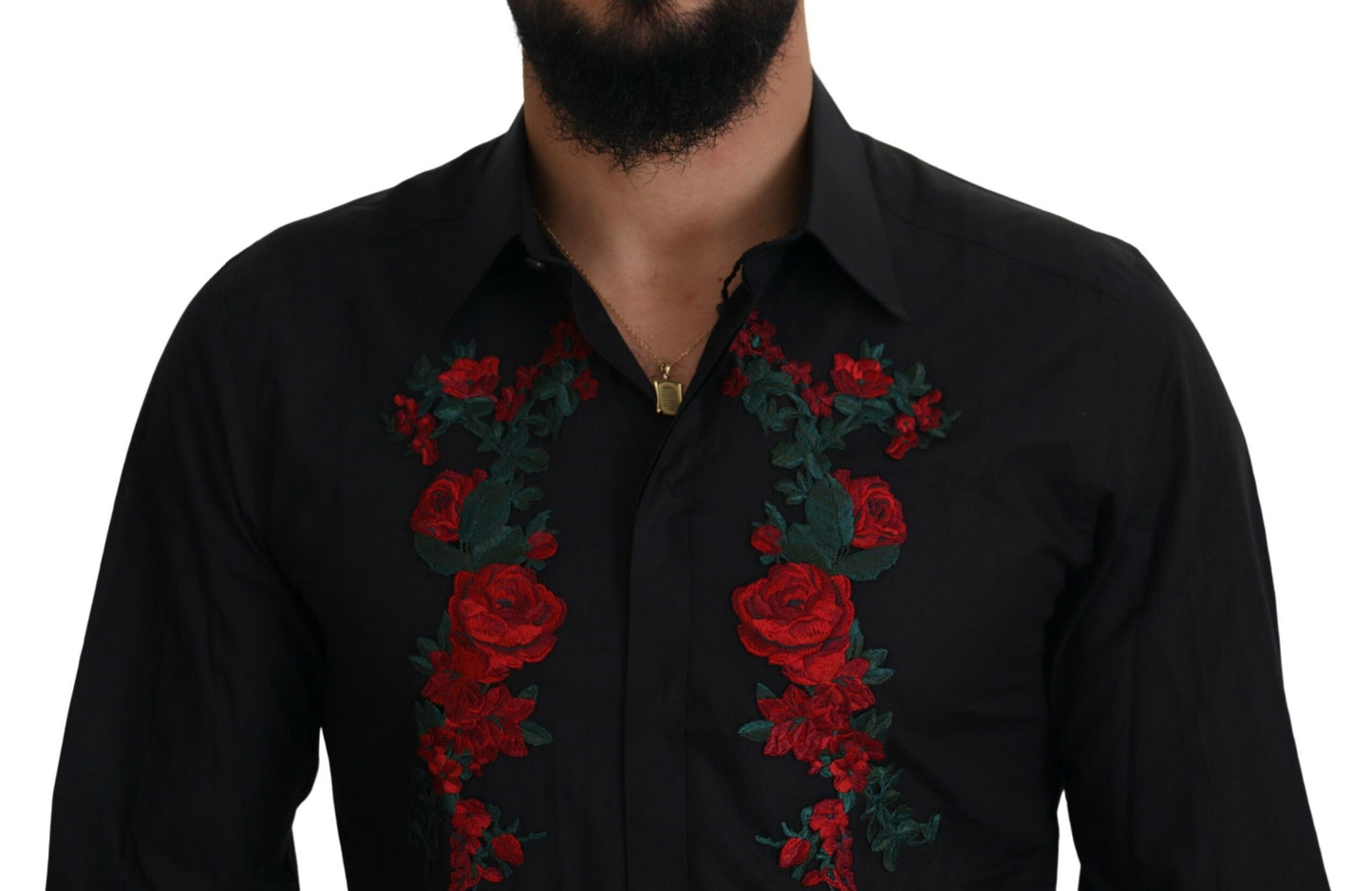 Dolce & Gabbana Camisa Elegante De Algodón Con Bordado Floral